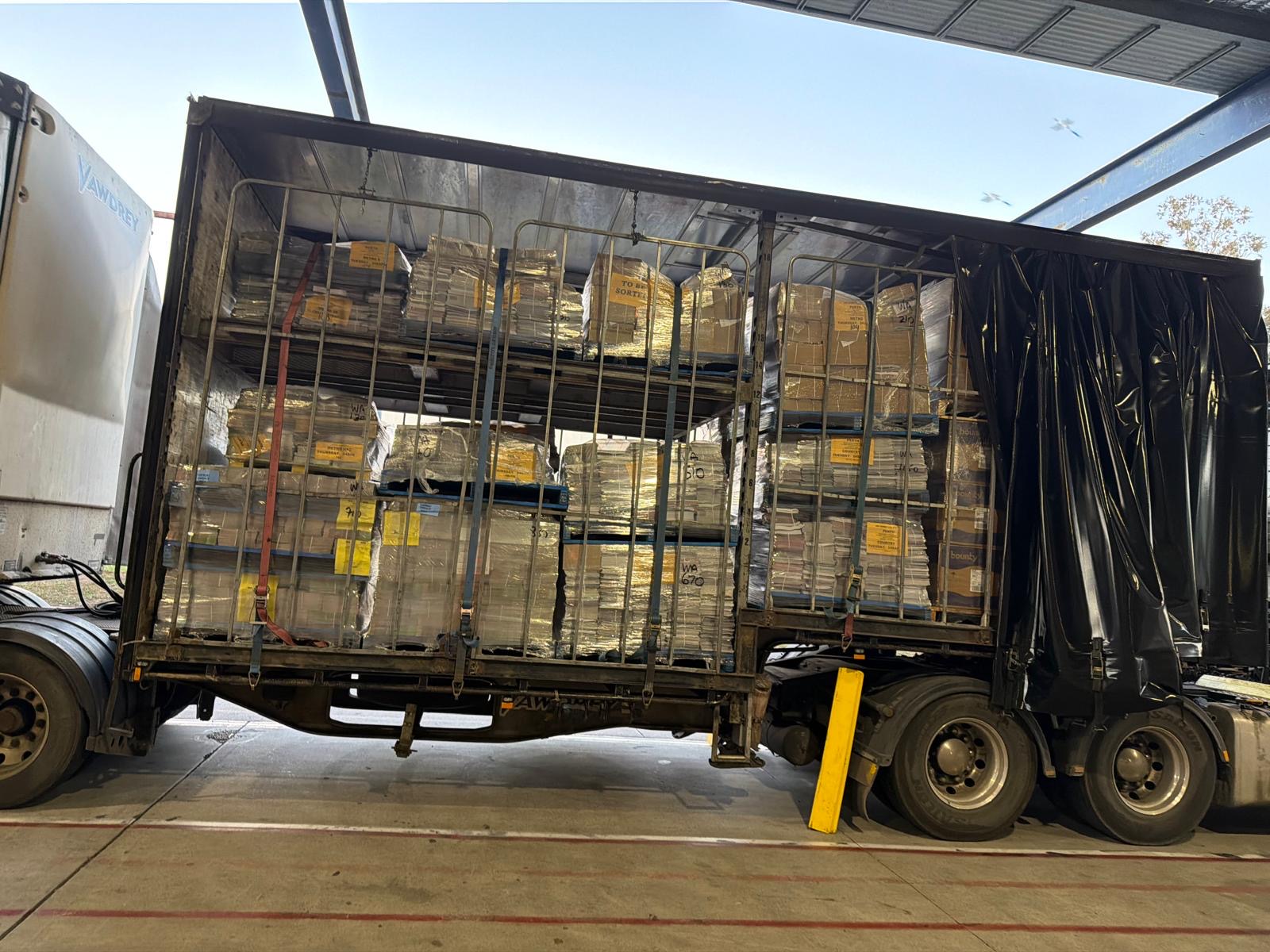 Palletised freight loaded to make full use of trailer capacity on a Vexor interstate run