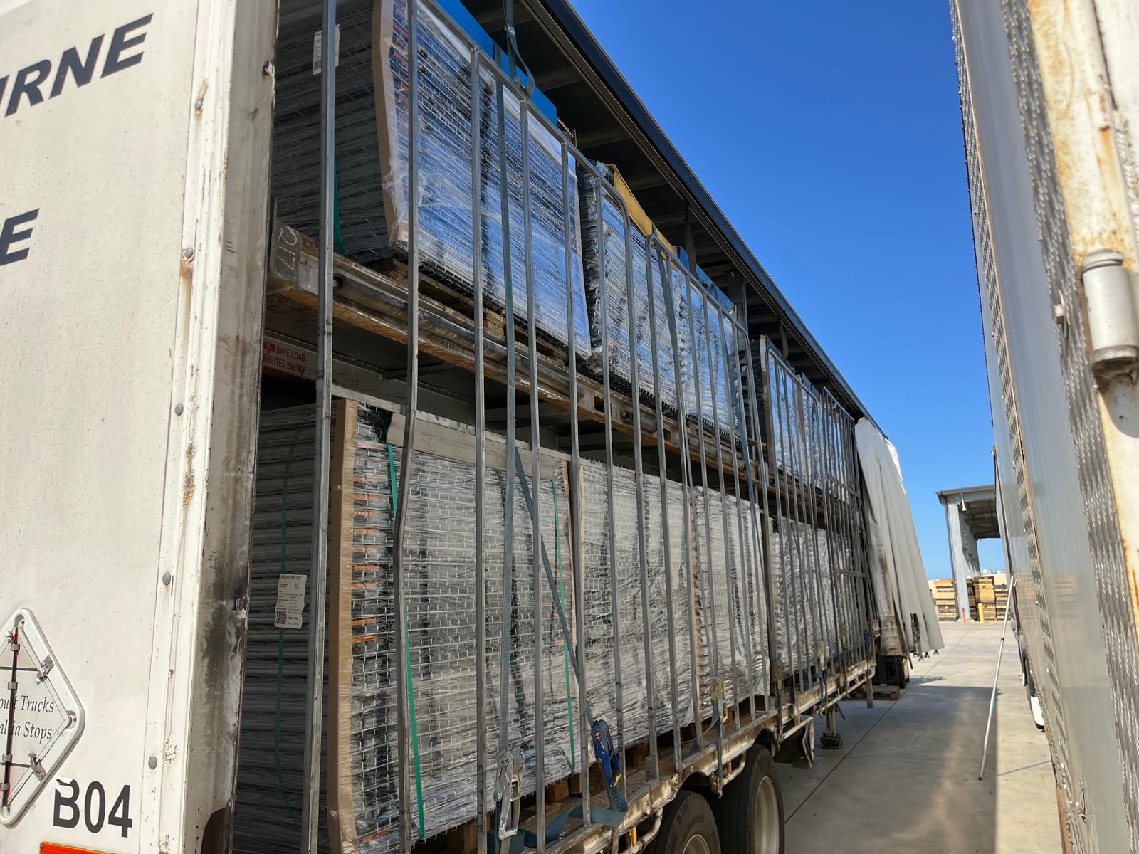 Securely restrained freight ready for the long East-West interstate journey